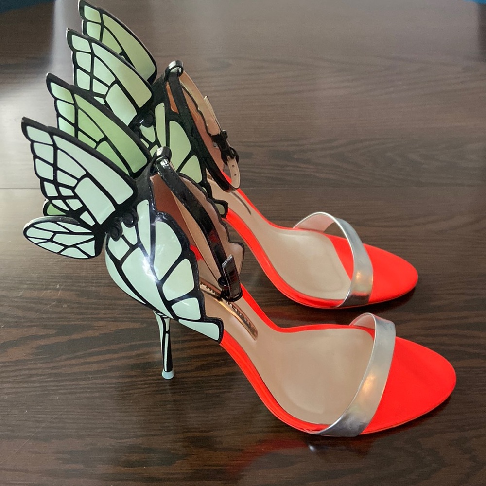 Mint and neon orange Sophia Webster butterfly sandals